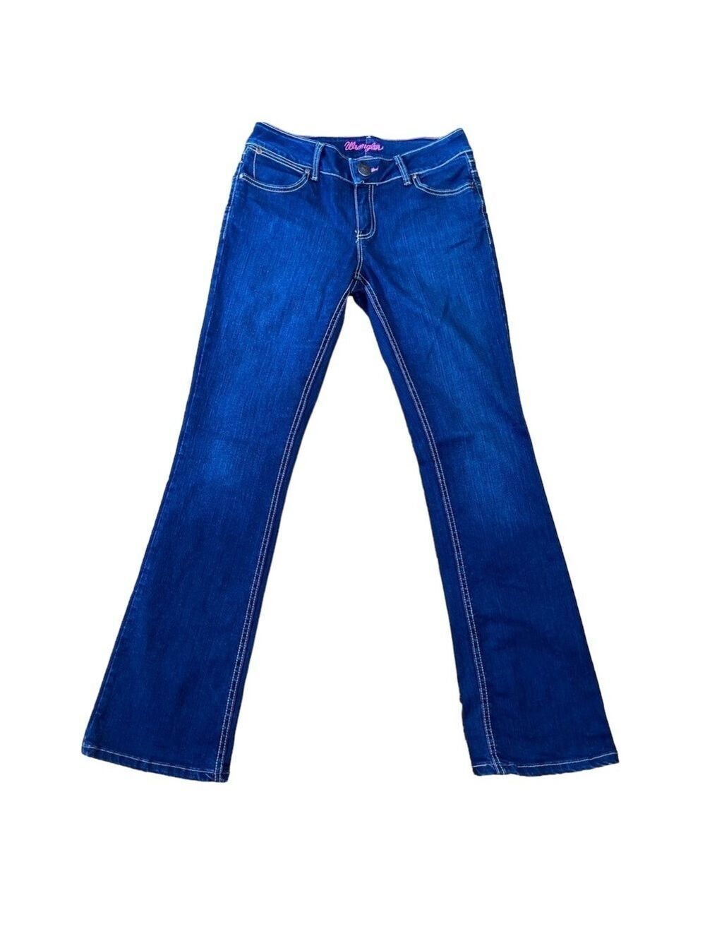 Wrangler Y2K Low Rise Bootcut Jeans Dark Wash Juniors 7/8 W27 Western